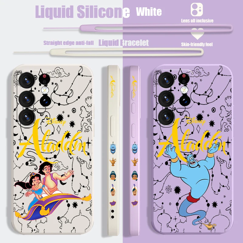 Disney Handsome Aladdin Liquid Left Rope Phone Case For Samsung S10 S20 S21 S22 S23 S24 S10e Plus Lite Ultra FE Shell Soft Cover