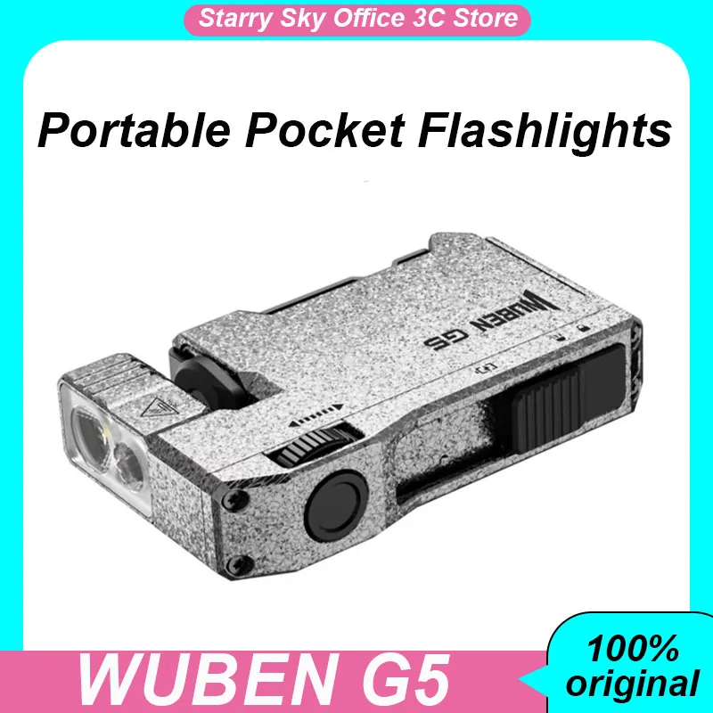 

Фонарик WUBEN G5, EDC, портативные карманные фонарики, перезаряжаемые, 400 люмен, двойные источники света, мини-фонарик с RGB-подсветкой