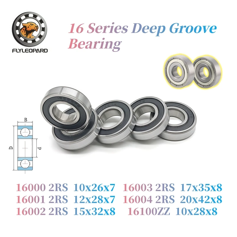 2pcs 16000RS  10x26x7 16001RS  12x28x7 16002RS 15x32x8 Deep Groove Ball Bearing  Bearing Steel Material Two-sided Metal Cover