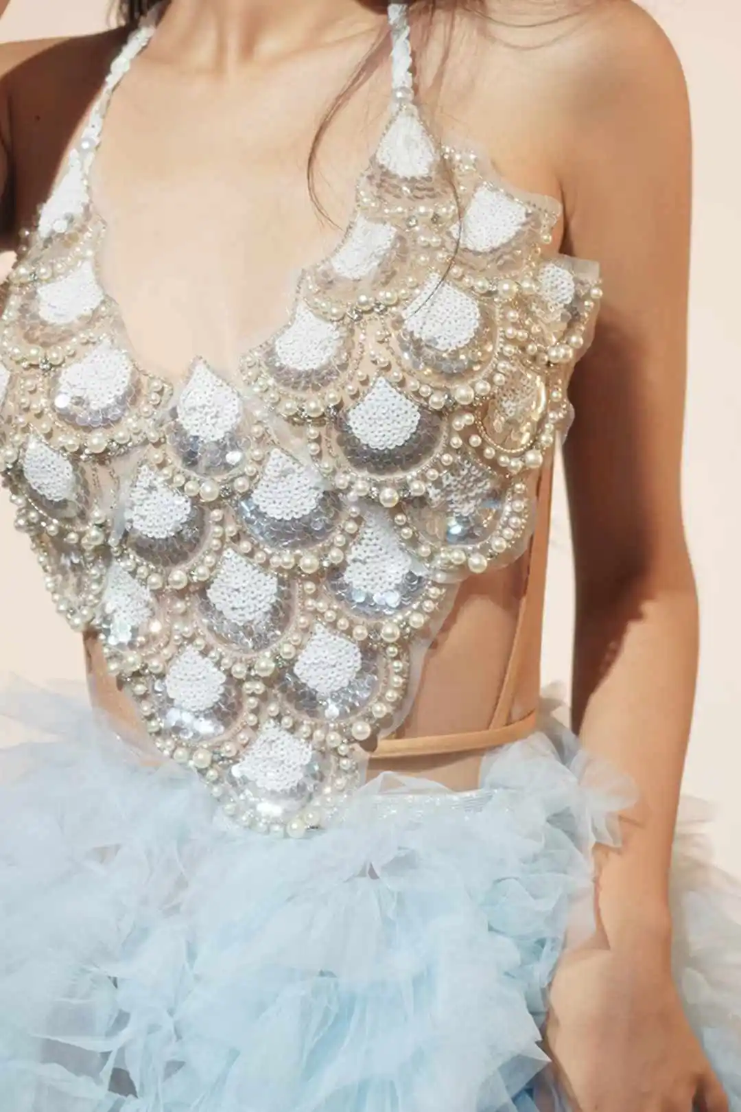 Vestido sexy sem mangas plissado para mulheres, dançarina frisada, cantora de torcida, desgaste do palco, clube noturno, trajes femininos, 2 peças