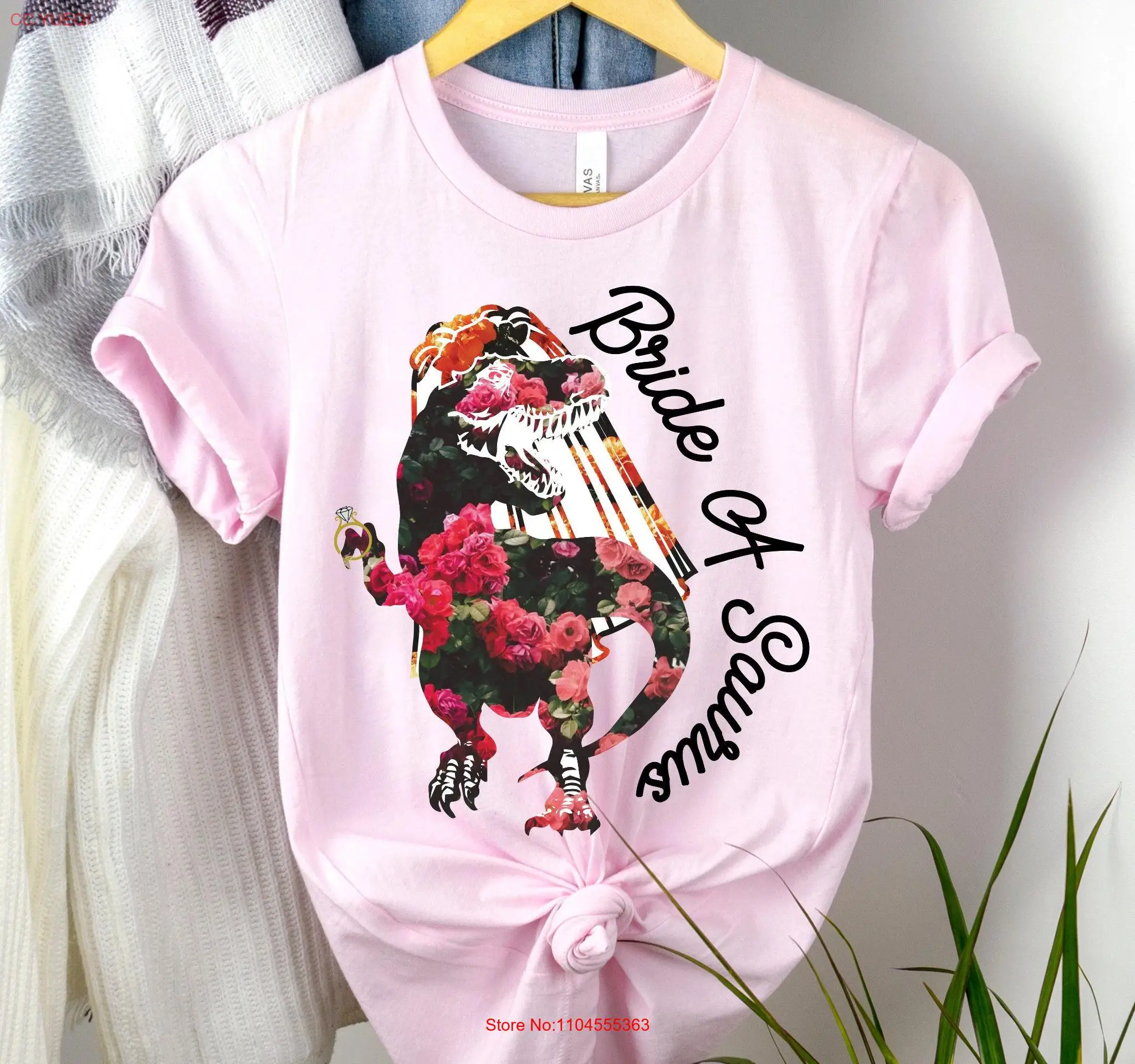 

Забавная свадебная футболка для невесты Saurus, свадебная вечеринка, динозавр, душ, девичник с длинными или короткими рукавами