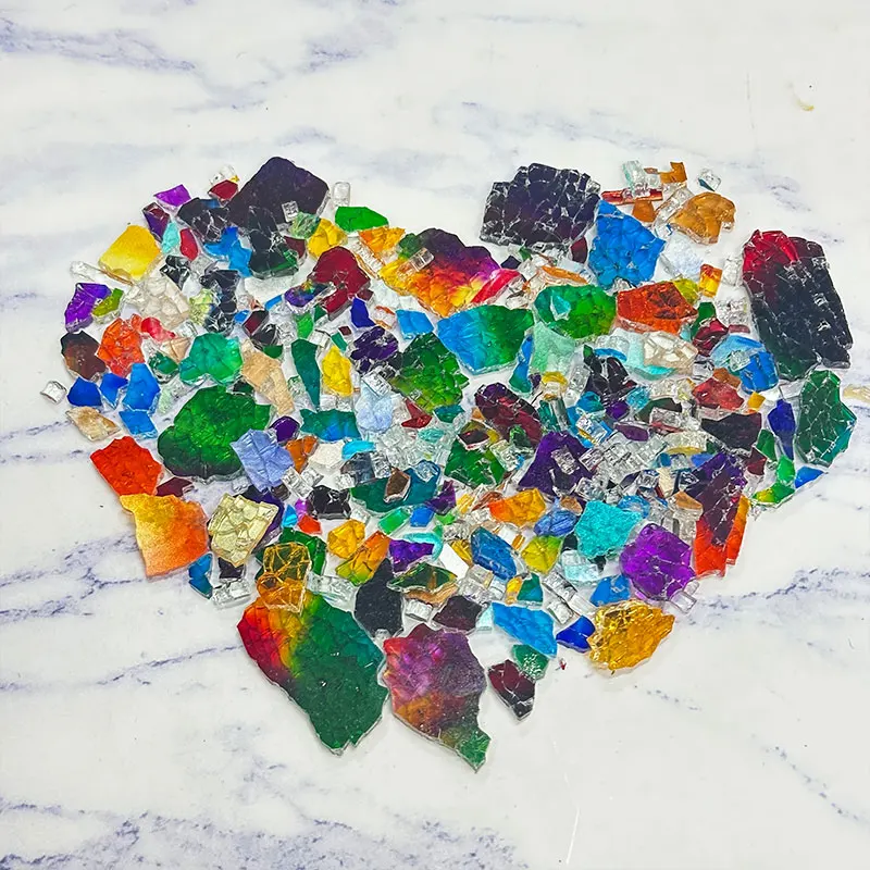 

DIY stained glass Creative Mosaic 100g Colorful Ice Crack Fragments Crystal Mosaic Art Colored Glass Transparent Particles 917