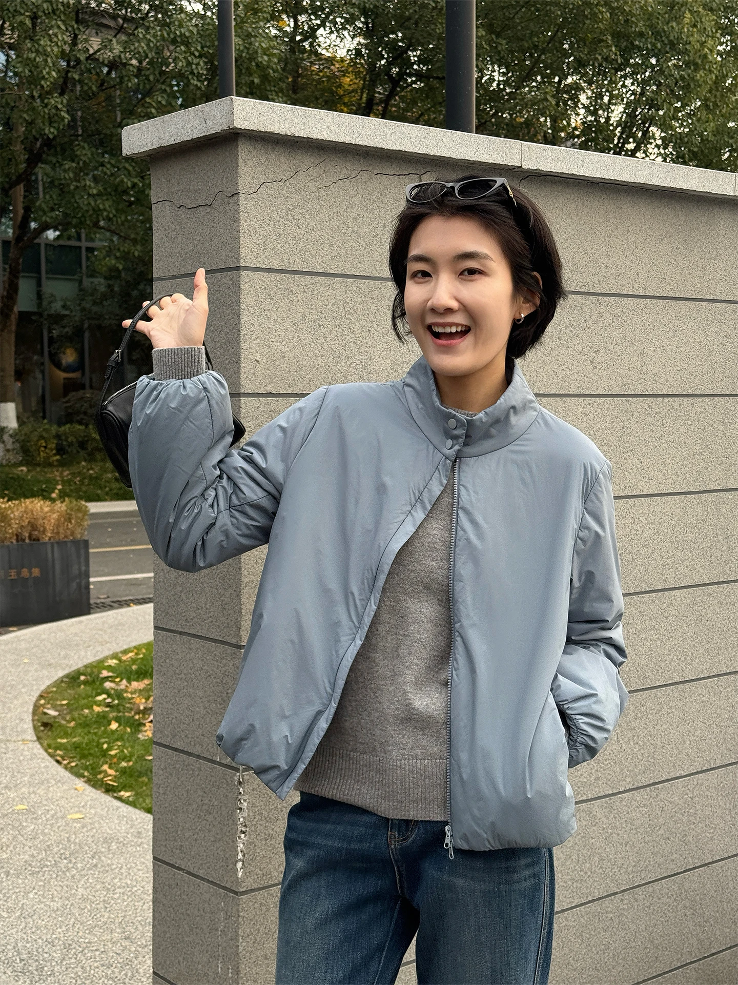 

Женская утепленная куртка Langqing из хлопка синего цвета, теплая верхняя одежда с воротником-стойкой, зимнее пальто из нейлоновой ткани прямого кроя