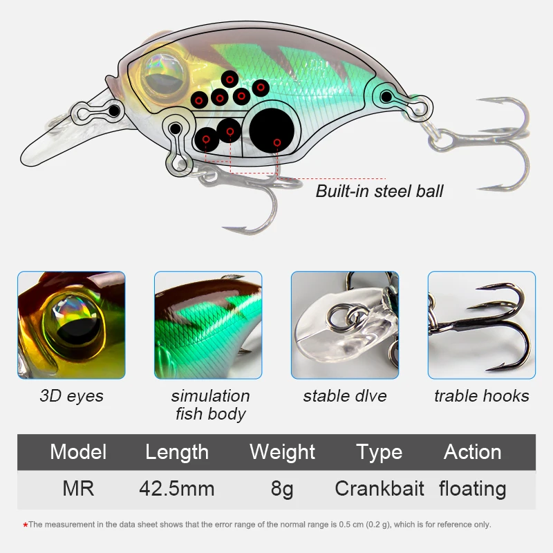 Banshee 42mm8g Quality Crankbait Floating Fishing Lure Wobbler For Trolling Artificial Hard Bait Bass Pesca Perch Pike Depth1-2m