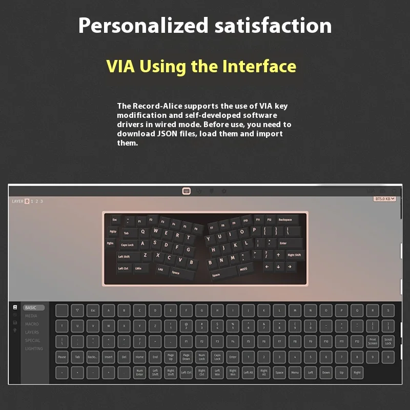 Imagem -05 - Weikav Alice Kit Teclado Mecânico sem Fio Record Alice Liga de Alumínio Bluetooth Três Mode 68 Rgb Gasket Teclado Gaming Personalizado