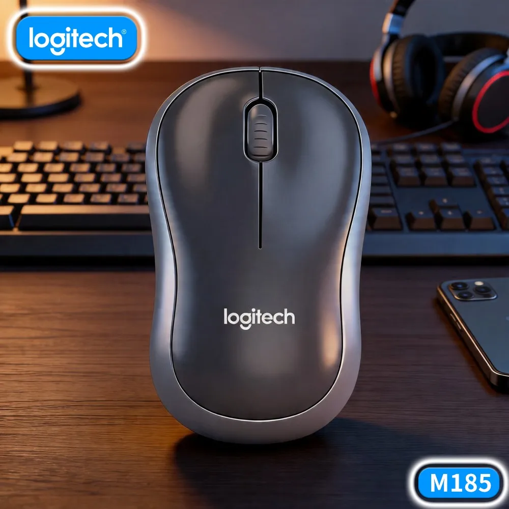 Logitech M185 Wireless Mouse For Multi-OS Device 2.4Ghz Nano Receiver 1000 DPI 10M Range 12-Month Battery Windows Mac Linux Tool