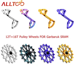 ALLTOO Bike Part Pulley Wheels,FOR Garbaruk SRAM 11/12-Speed, 12T+16T Rear Derailleur Cage Aluminum Alloy Frame Ceramic Bearing