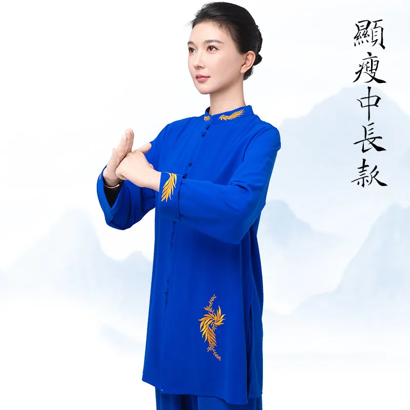 2026 New Women's and Men's Tai Chi Uniform Mid-length Performance Competition Baduanjin Martial Arts Practice Exquisite Embroide