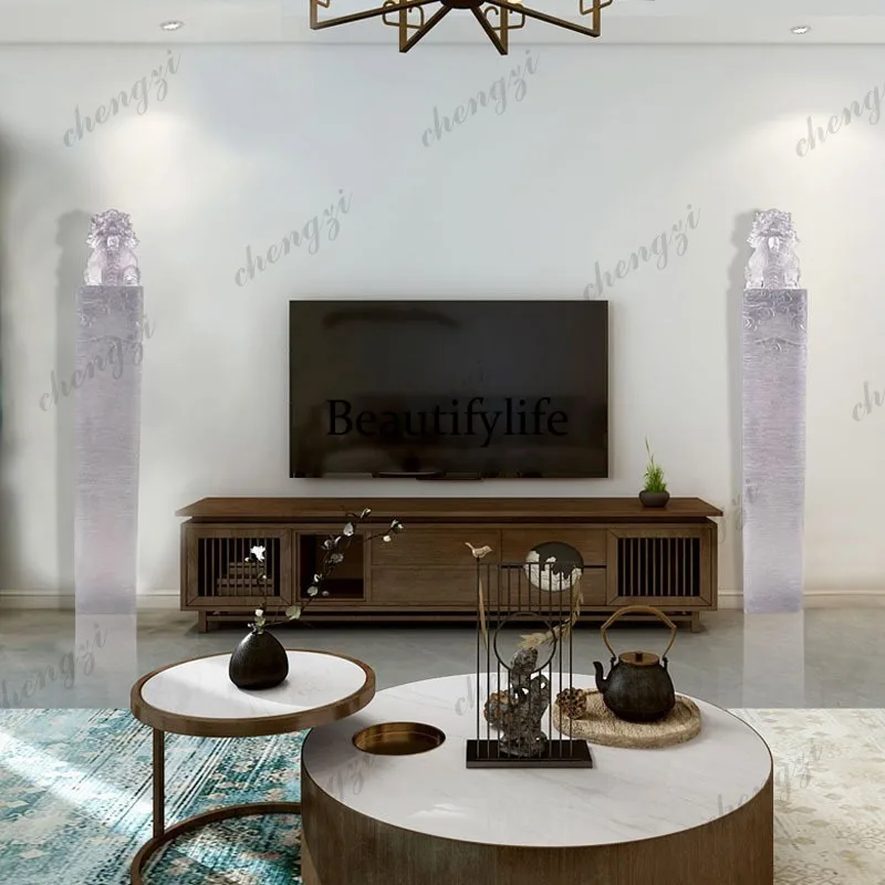A74 floor-to-ceiling large unicorn ornament handicrafts Chinese creative living room TV cabinet with decorations on both sides