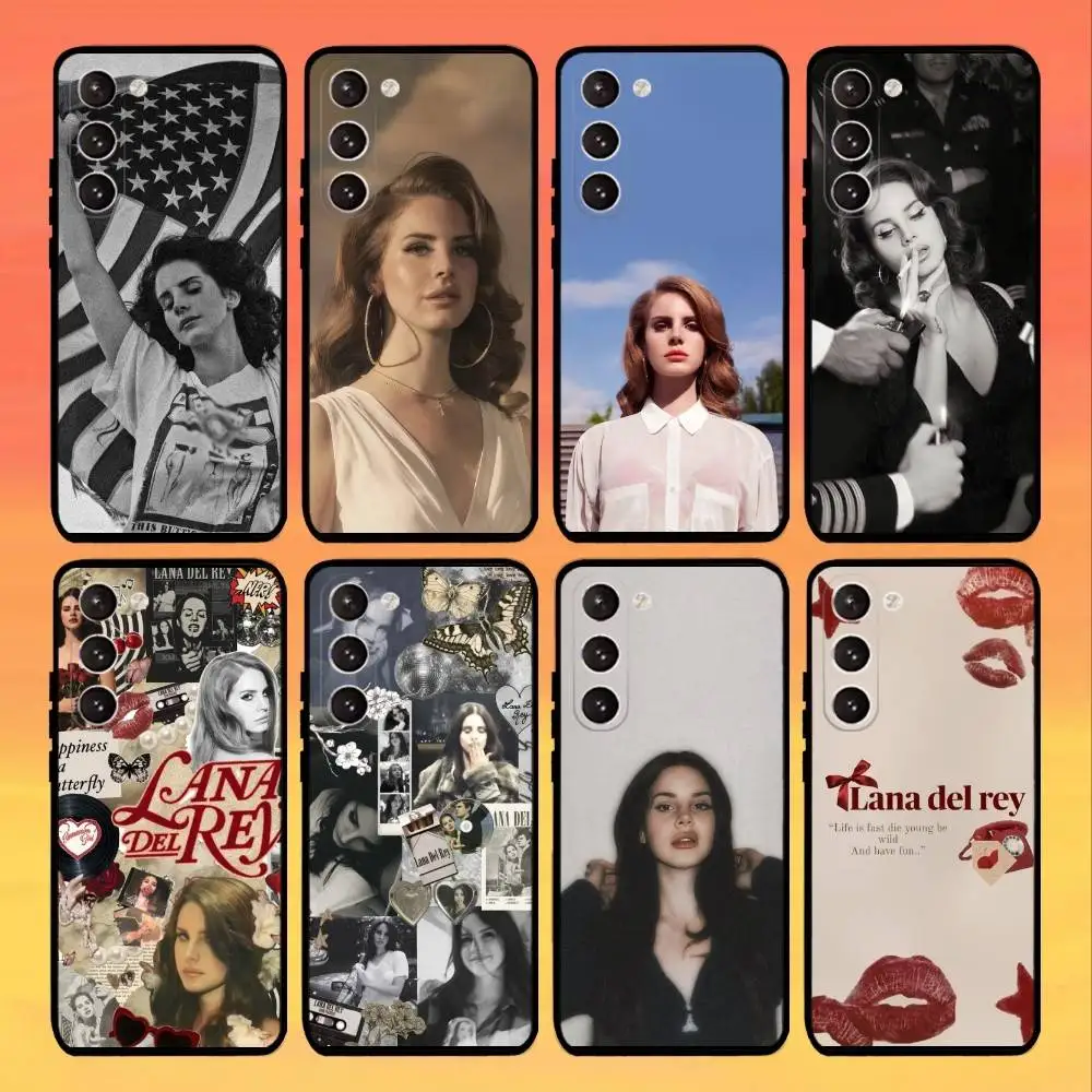 حافظة هاتف للمغني وكاتب الأغاني L-Lana D-Del Rey لهاتف سامسونج جالاكسي A73، A21s، A22، A31، A52، A53، A71، A41 غلاف أسود ناعم #1