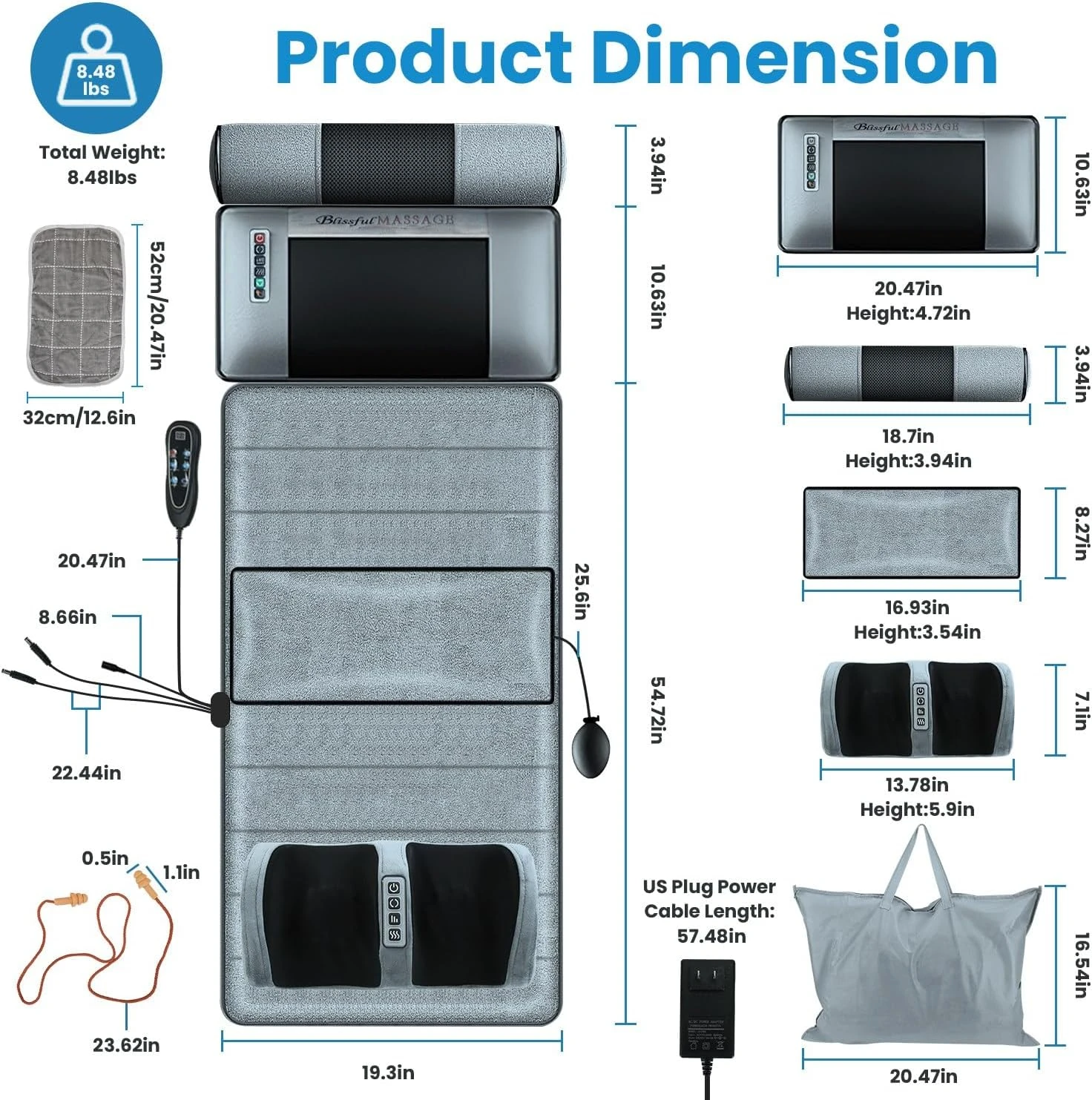 Full Body Massager Mat with Heat And Movable Shiatsu Neck Massager Pillow, Lumbar Traction And, 9 Vibration Motors And Back Heating Pad, Full Body Massager for Neck Back Waist Hip Leg feet, Massage Gift for Mom/Dad/Women/Men view 5