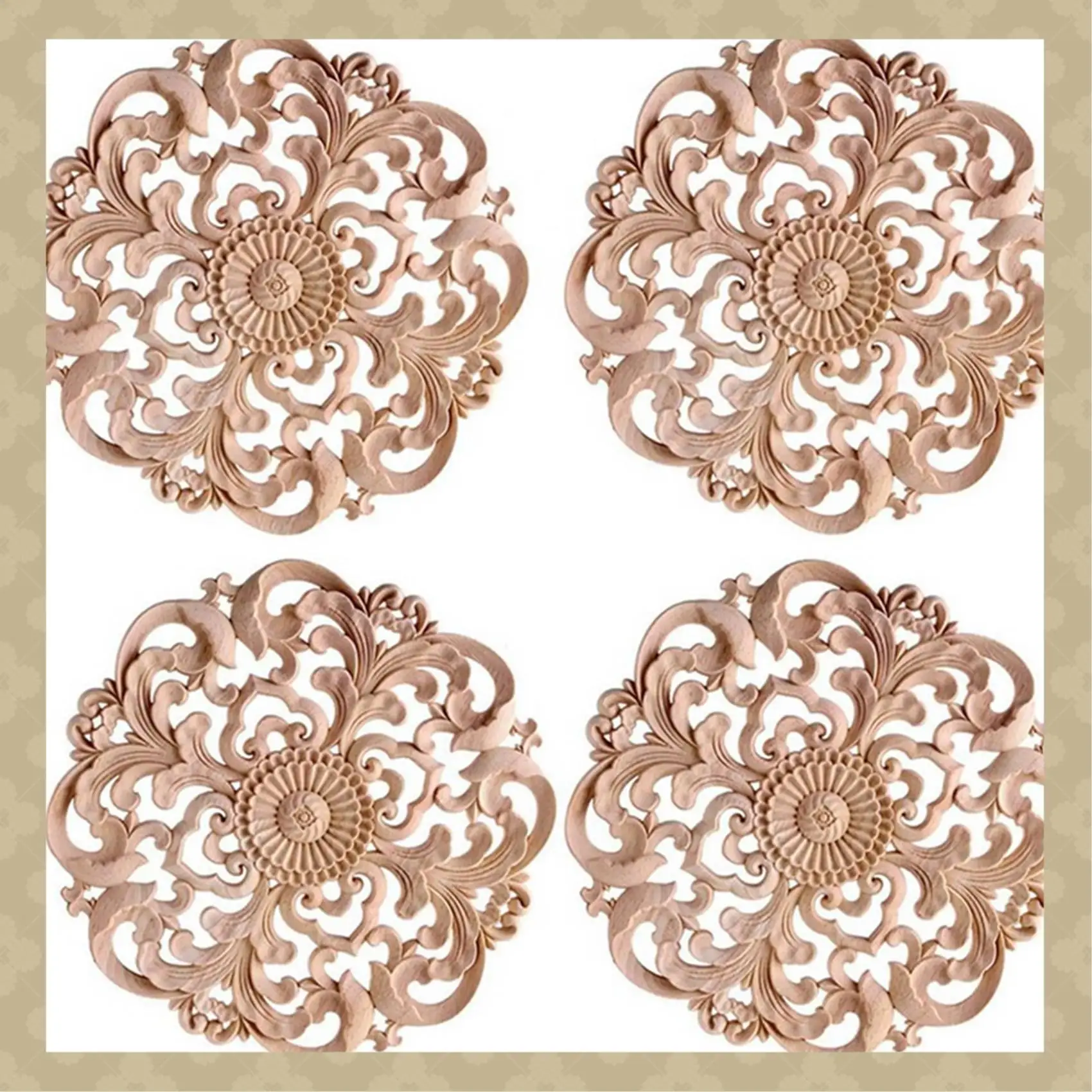 

AB45 8 шт. деревянная резная аппликация накладка неокрашенная деревянная аппликация винтажный европейский стиль резная наклейка для украшения мебели