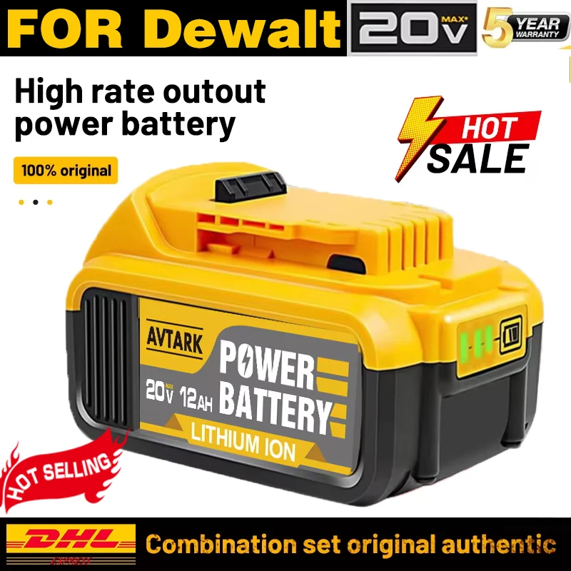 Batteries au lithium rechargeables pour outils électriques Dewalt, 12000mAh, 20V, 18V, DCB200