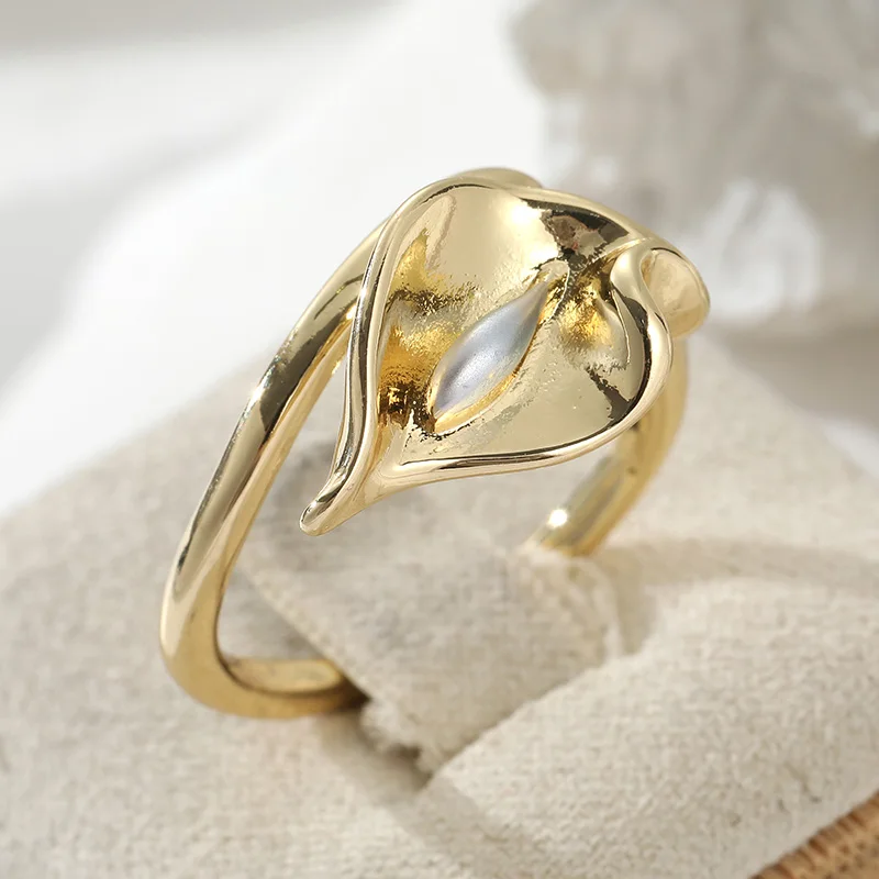 Blumen-Lotus-Muster, silbrig/goldfarben plattiert, verstellbare Ringe für Frauen, Verlobung, Dating, modischer, eleganter Ring, Schmuck – Detail 3