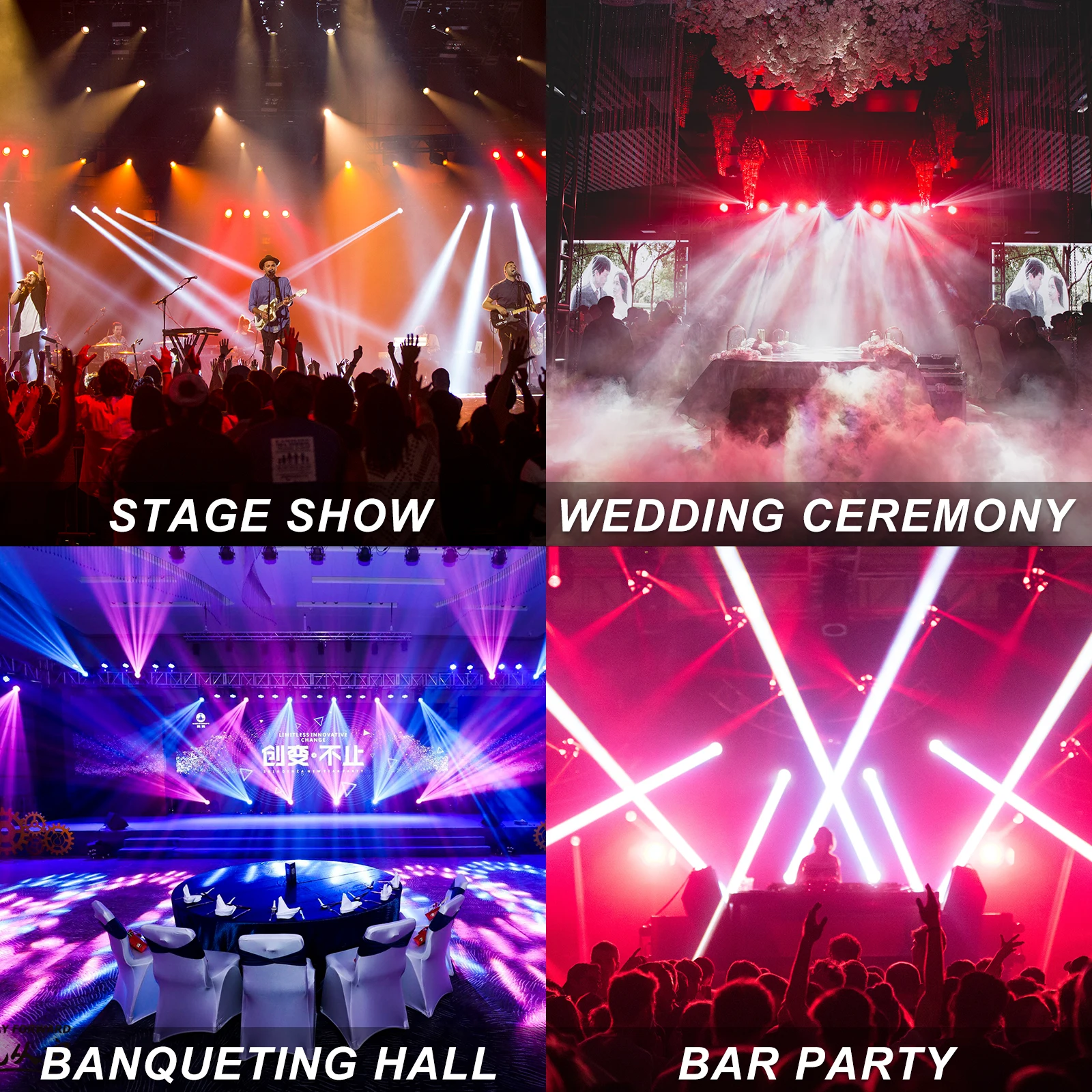 180W LED Moving Head DJ Lights Mini Beam Stage Lights DMX521 Remote Control RGBW Stage lighting for Wedding DJ Party Concert