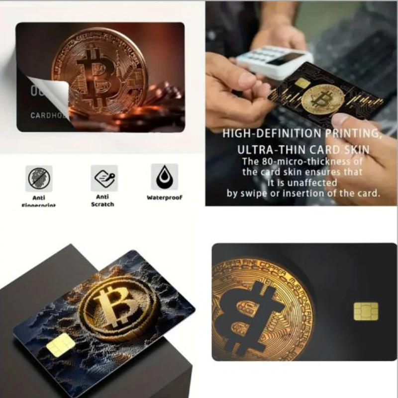 Black Matte Bitcoin Metal Gift Card Sticker Personalized Bank Credit Debit Card Protective Cover Fashionable Design Film Skin