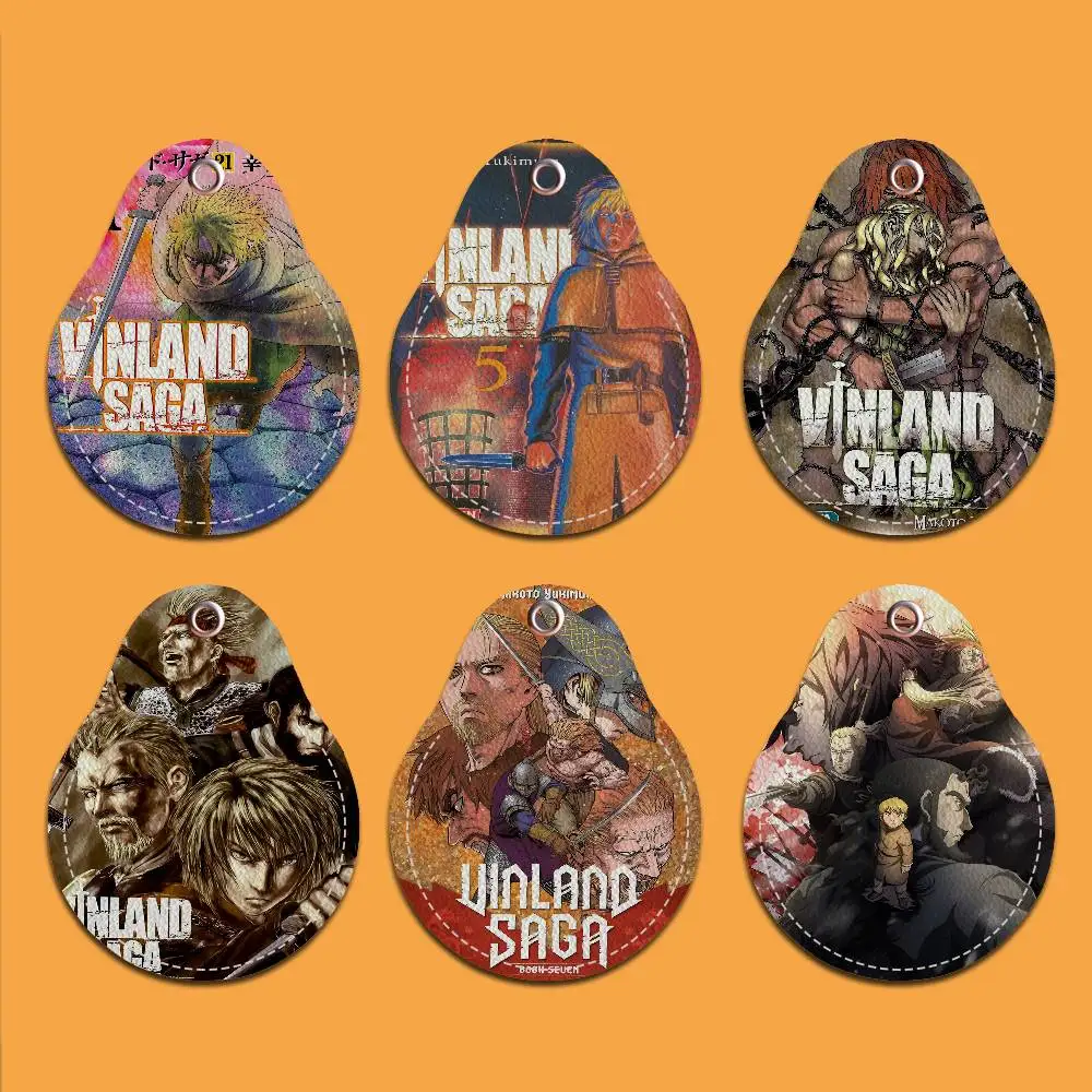 Vinland Saga Keyring Leather Access Card Holder Keychain Community Water Drop Proximity Card Protective Case