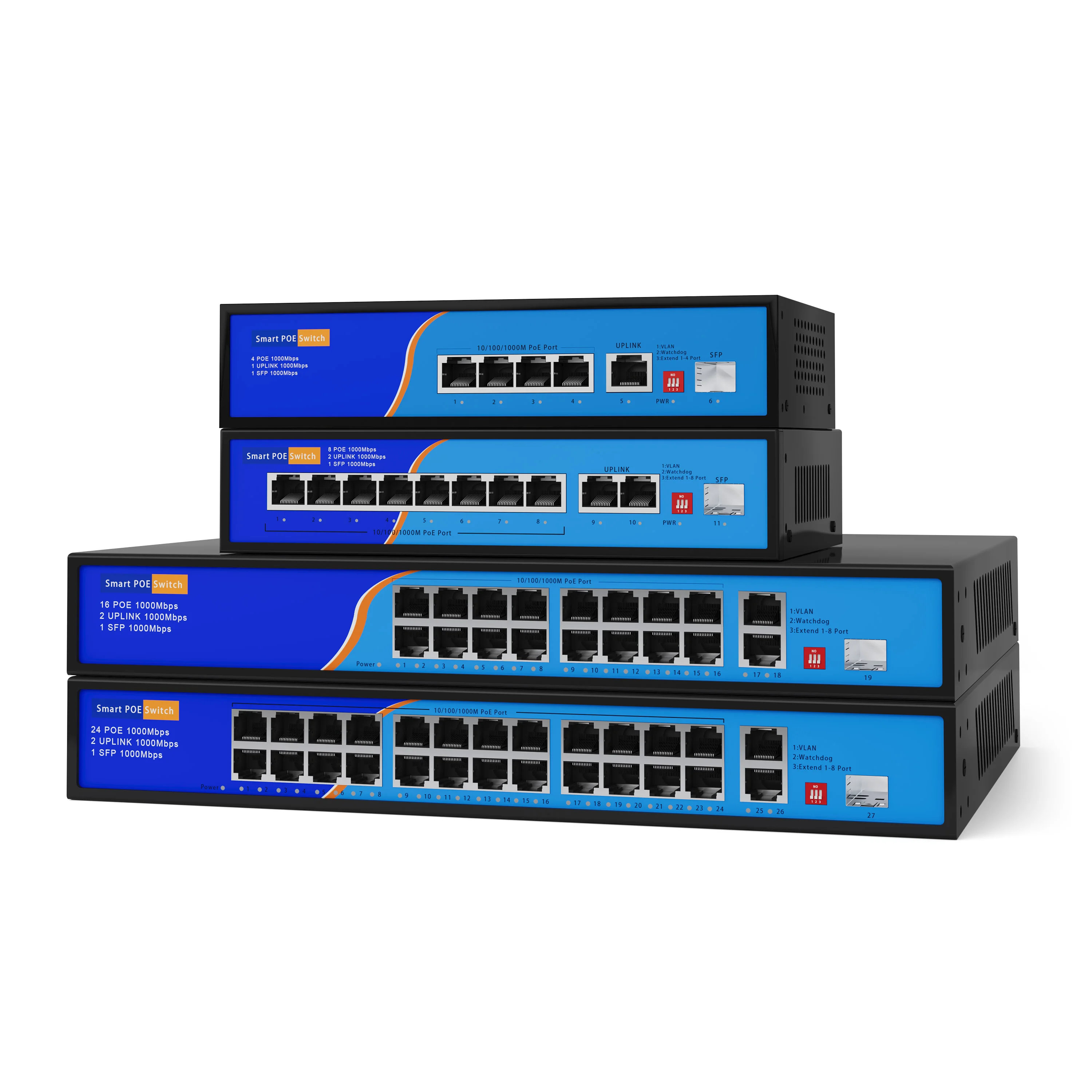 Poe Switch 16 Port 802.3At - 공장 OEM/ODM 방식의 PoE 스위치, 4/8/16/24포트,