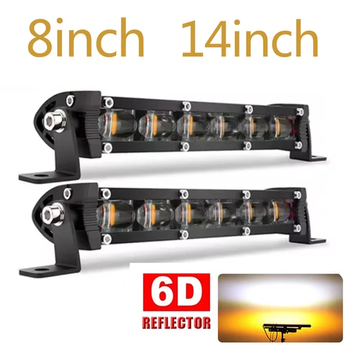 Imagen 1 del producto Luces de trabajo de barra Led 6D de doble Color, lámpara antiniebla todoterreno para camión, 12V, 24V, 8 pulgadas, 14 pulgadas, estroboscópico, blanco, amarillo, barras de luz de dos colores, SUV 4x4