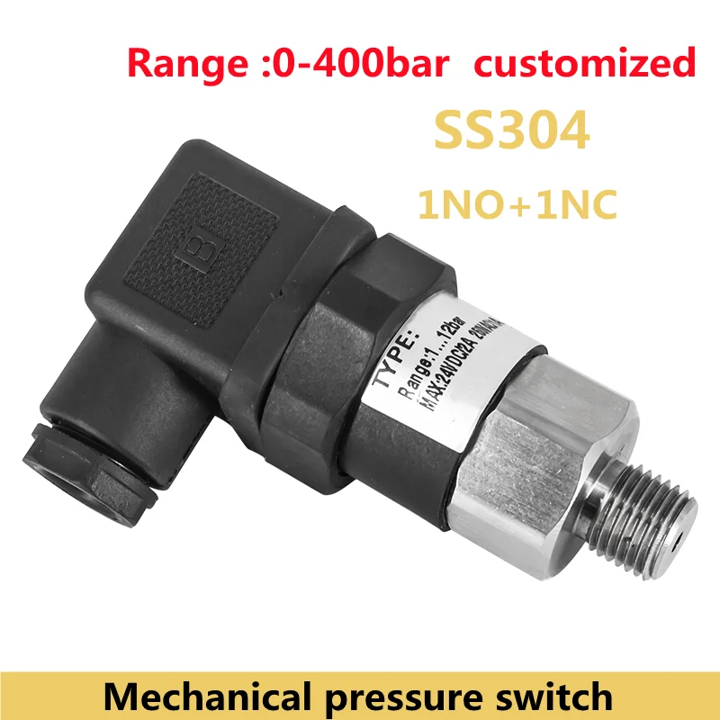 

20-200bar Standard Mechanical Pressure Switch Stainless Steel Diaphragm Adjustable Oil Water Diaphragm Piston Pressure Control