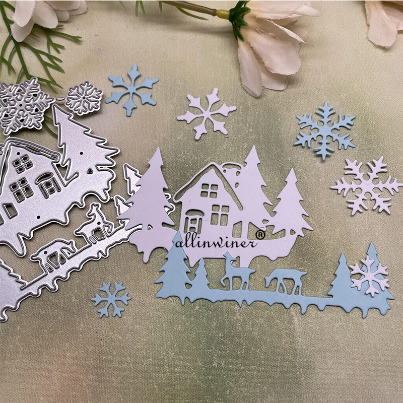 Winter snow scene Metal Cutting Dies Stencils Die Cut for DIY Scrapbooking Album Paper Card Embossing