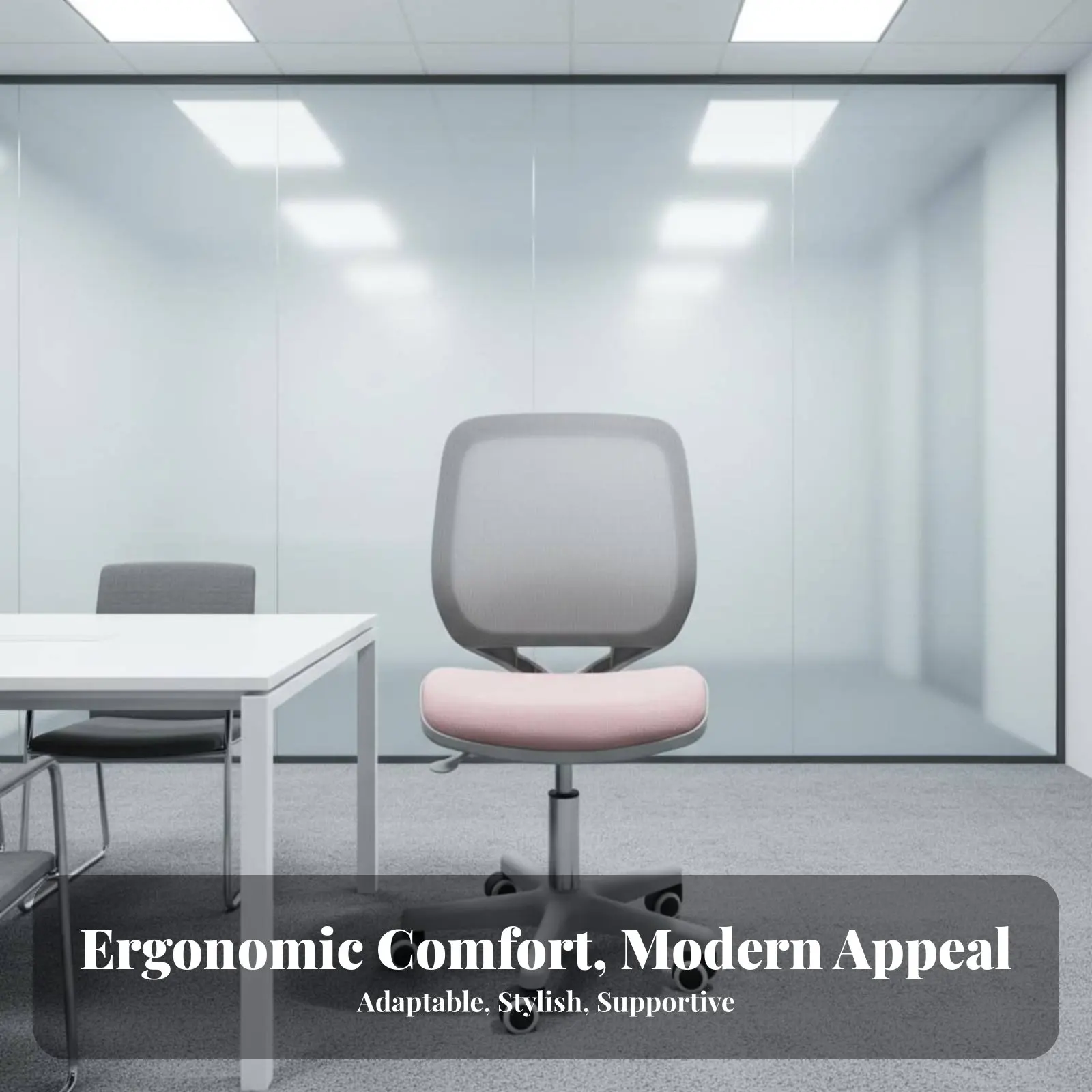 

Rolling Meshspine Chair Height Adjustable Rolling Mesh Spine Seating Ergonomic Design Space-Saving for Meeting Room, Small Areas