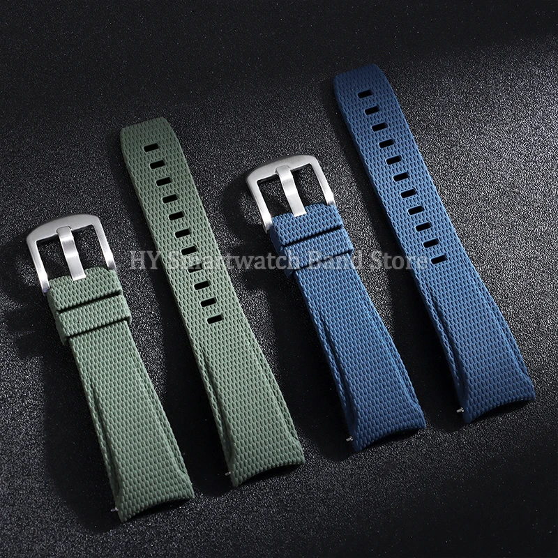20mm 21mm 22mm Fluorkautschuk-Uhrenarmband für Omega, Seiko, Rolex, Casio mit Gebogenen Enden, FKM-Armband mit Schnellverschluss – Detail 3