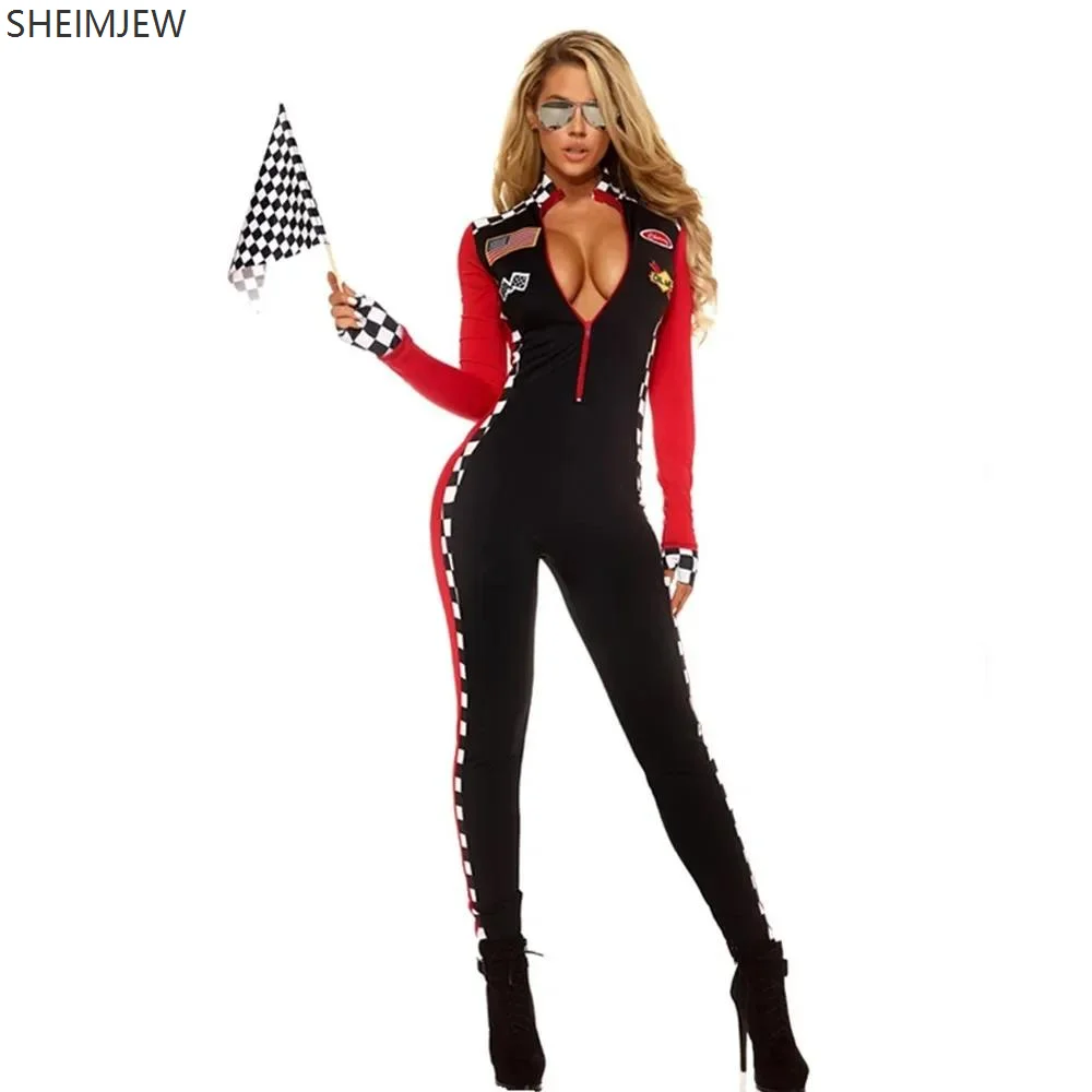 

Sexy Long-sleeved Racing Driver Jumpsuit Racing Mobile Car Girl Uniform Cosplay Nightclub Girl Lead Dancer Cheerleader Costume