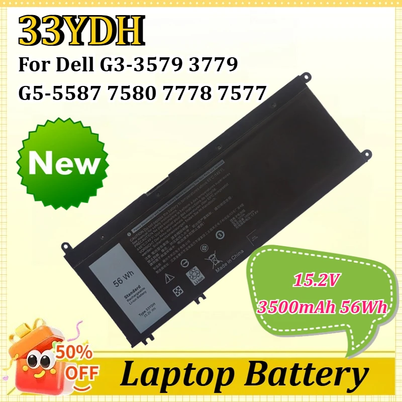 

Аккумулятор для ноутбука 33YDH 15.2V 3500mAh 56Wh для Dell Latitude 15 3590 3580 PVHT1 Inspiron 17 7000 7778 7779 7786 15 7577 5587 7580