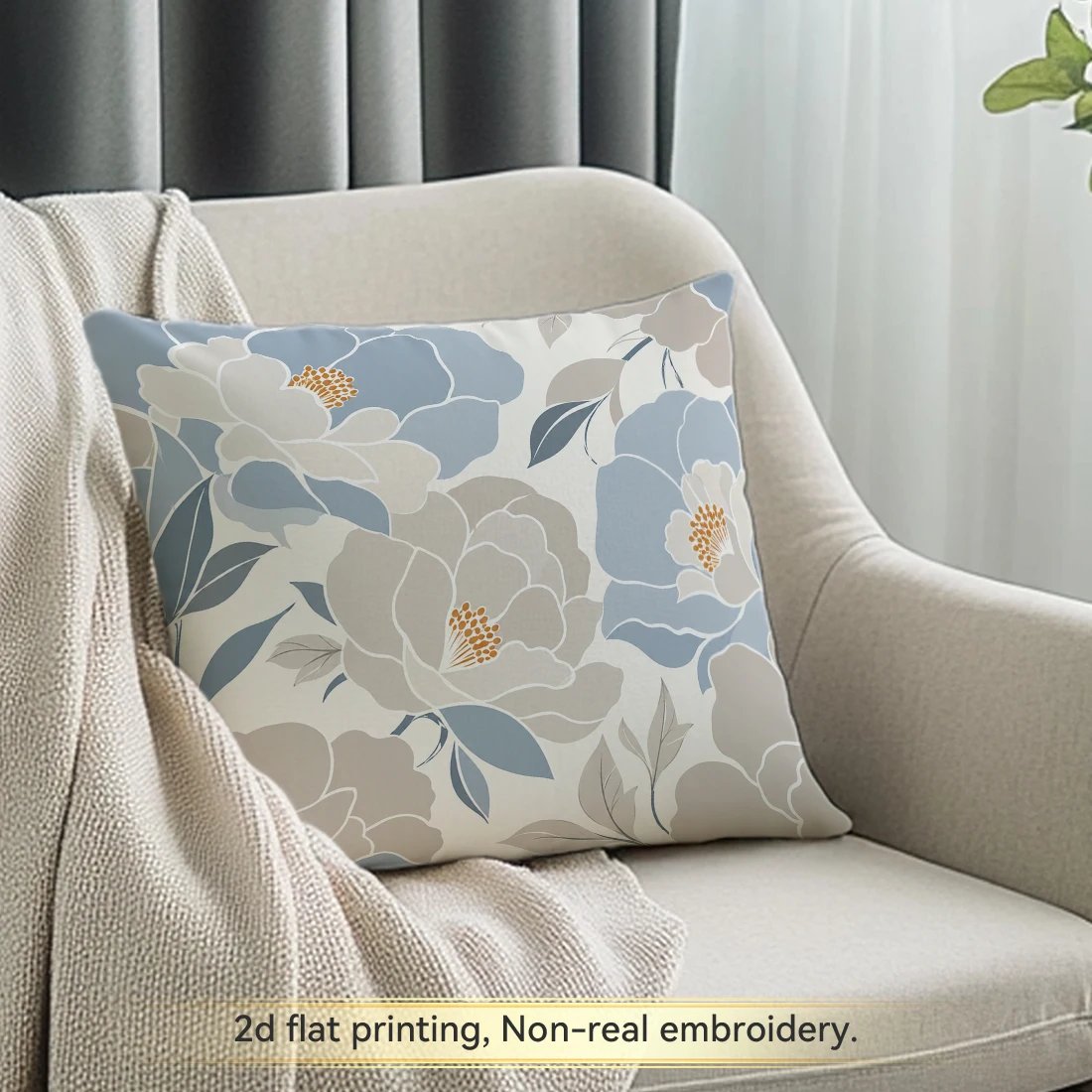 1/4pcs Blue White Flower Leaf Cushions Pillowcase Polyester Cushion Cover Throw Pillow Pillowcover Home Car Sofa Decor - view 6