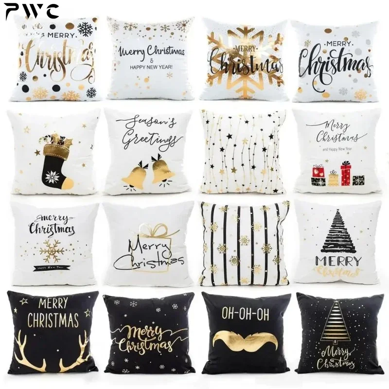 

Cotton Linen Merry Christmas Cushion Covers 45x45cm Decorative Christmas Pillow Cases Cover Home Decor Sofa Pillowcase