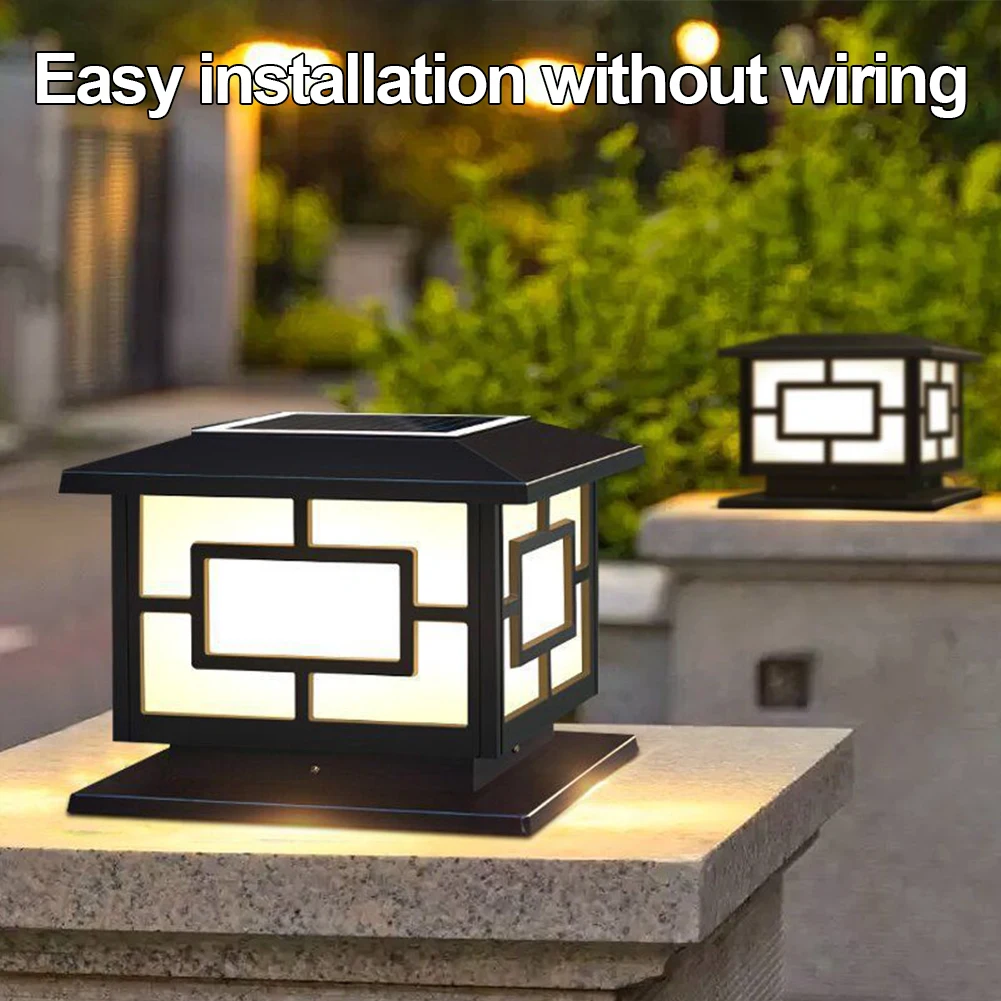 Solar Antique Fence Light Multicolor Change Traditional Garden Light Remote Contol Door Column Light Street Lamp for Home