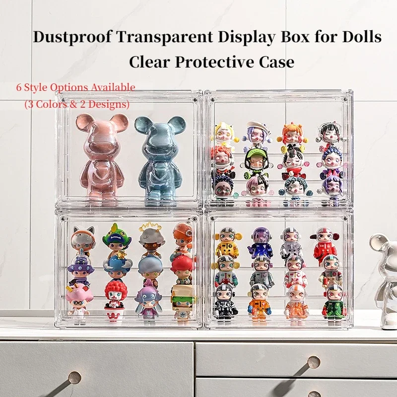 1pc Acrylic Transparent Stepped Blind Box Display Rack-Dust/Moisture-Proof for Anime Figures Models Dolls Bedroom Desktop Use.