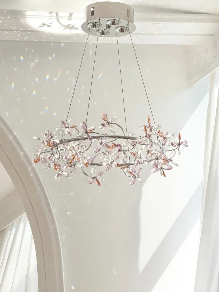 

Master bedroom pendant light, French crystal light, luxurious room style pendant light, creative personality, artistic study lig