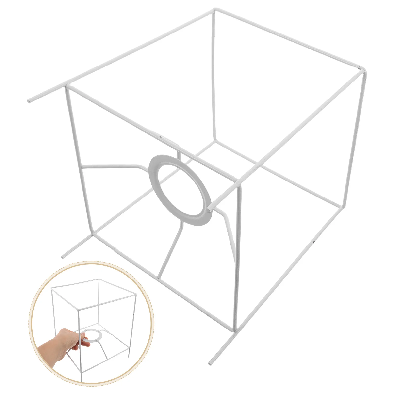 

Geometric Iron Frame E27 Lamp Holder For Diy Lighting White Cage Pendant Table Floor Lamp Bracket –