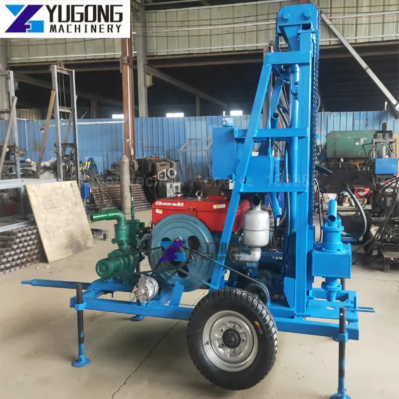 100 Meter Portable Diesel Engine Track-type Water Well Drilling Rig  Mounted Water Well Drilling Rig Machine