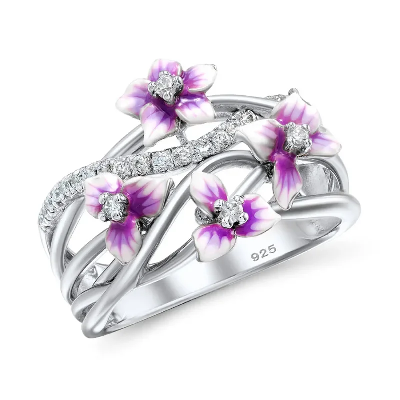Women's 925 Sterling Silver Stackable Violet Drop Ring