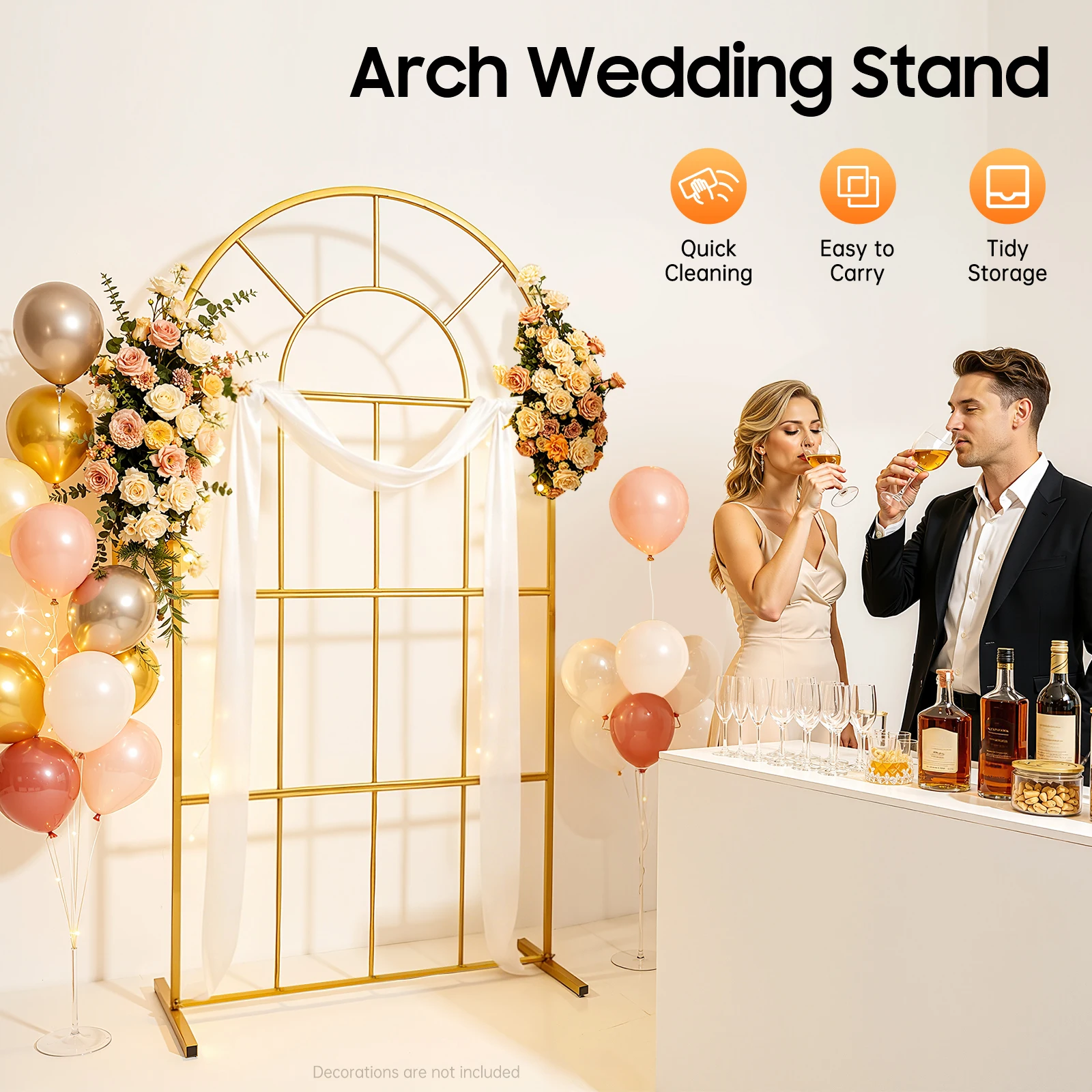 39.37*19.68*78.74 in Wedding Stand Arch Flower Stand, Wedding Centerpieces Flower Stand Safety-Rounded Edges