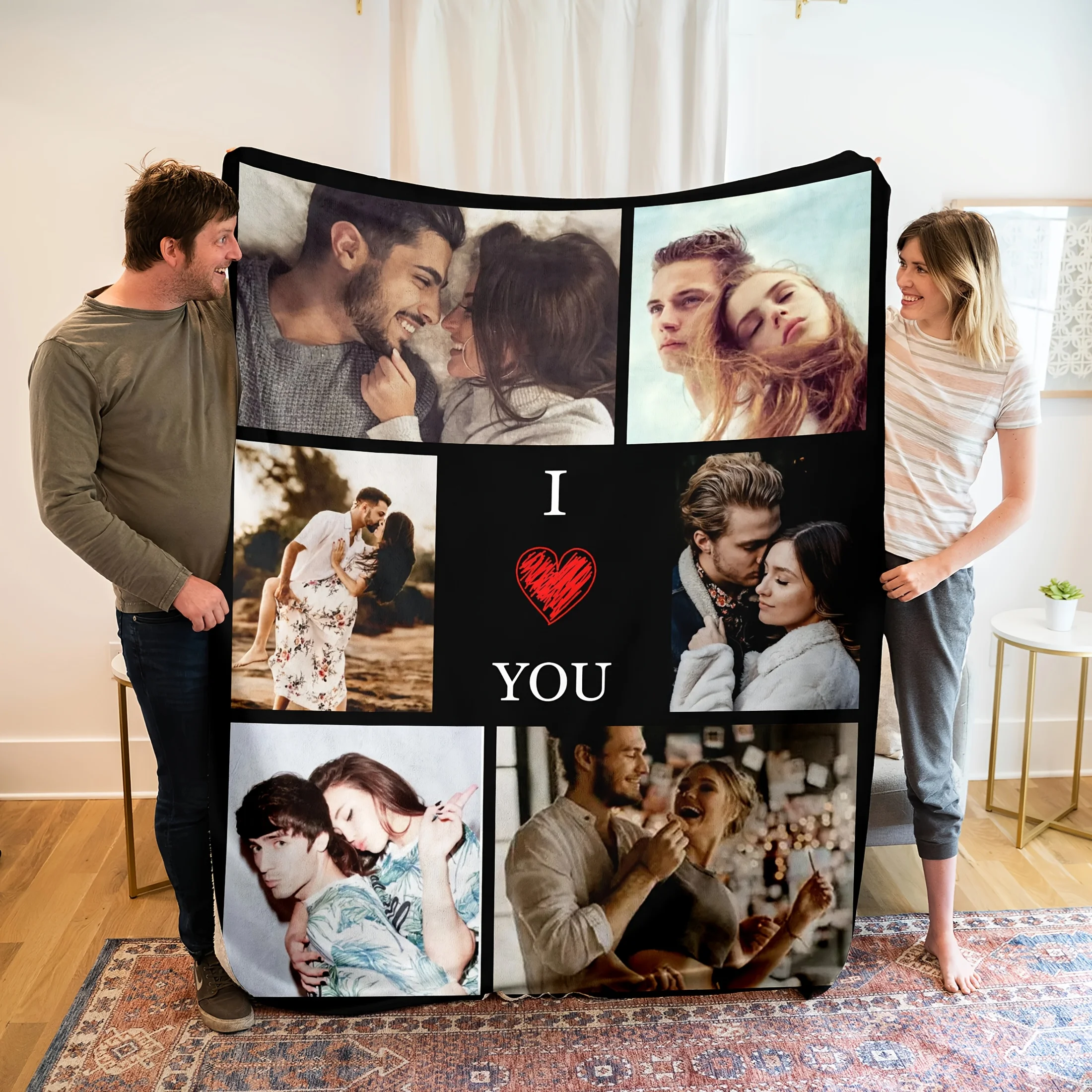 بطانية صور مخصصة مخصصة لعيد الحب للزوجين بطانية من الفلانيل ناعمة دافئة لجميع المواسم مثالية لأريكة السرير