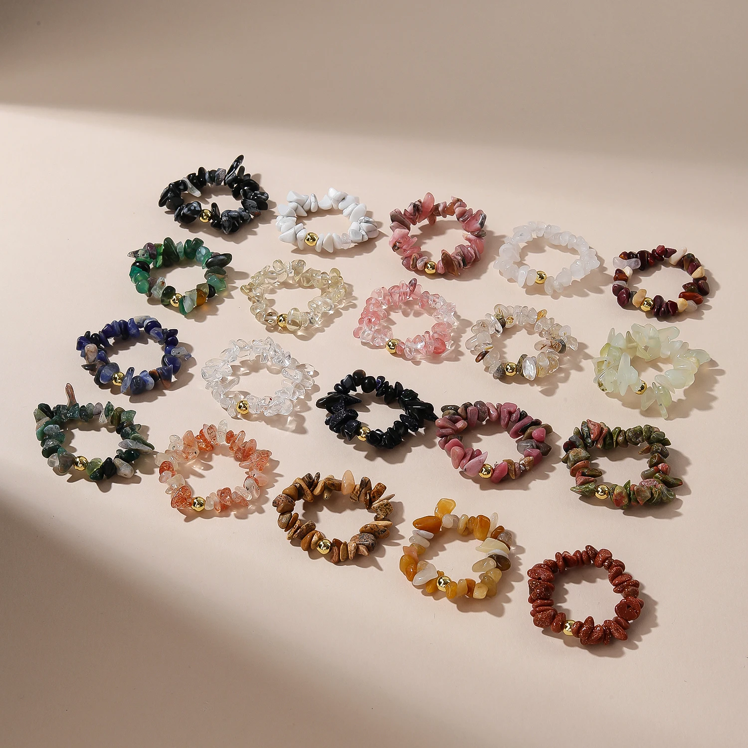 60 Stile Natürliche Steinchip-Ringe Schmuck Personalisierte Ringe Fingerringe Damenring Geschenk Boho Rohe Kristall-Accessoires – Detail 3