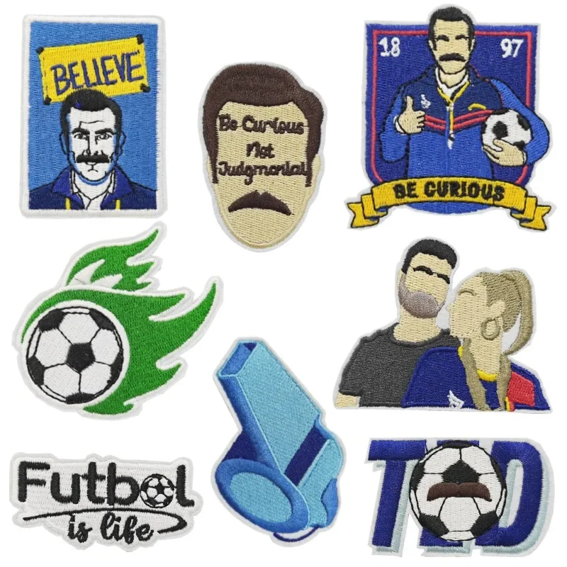 Cartoon Football Badge Carnival Fan Embroidered Logo Garment Accessories Cloth Sticker Patches Iron-on Bag Clothing For Kid