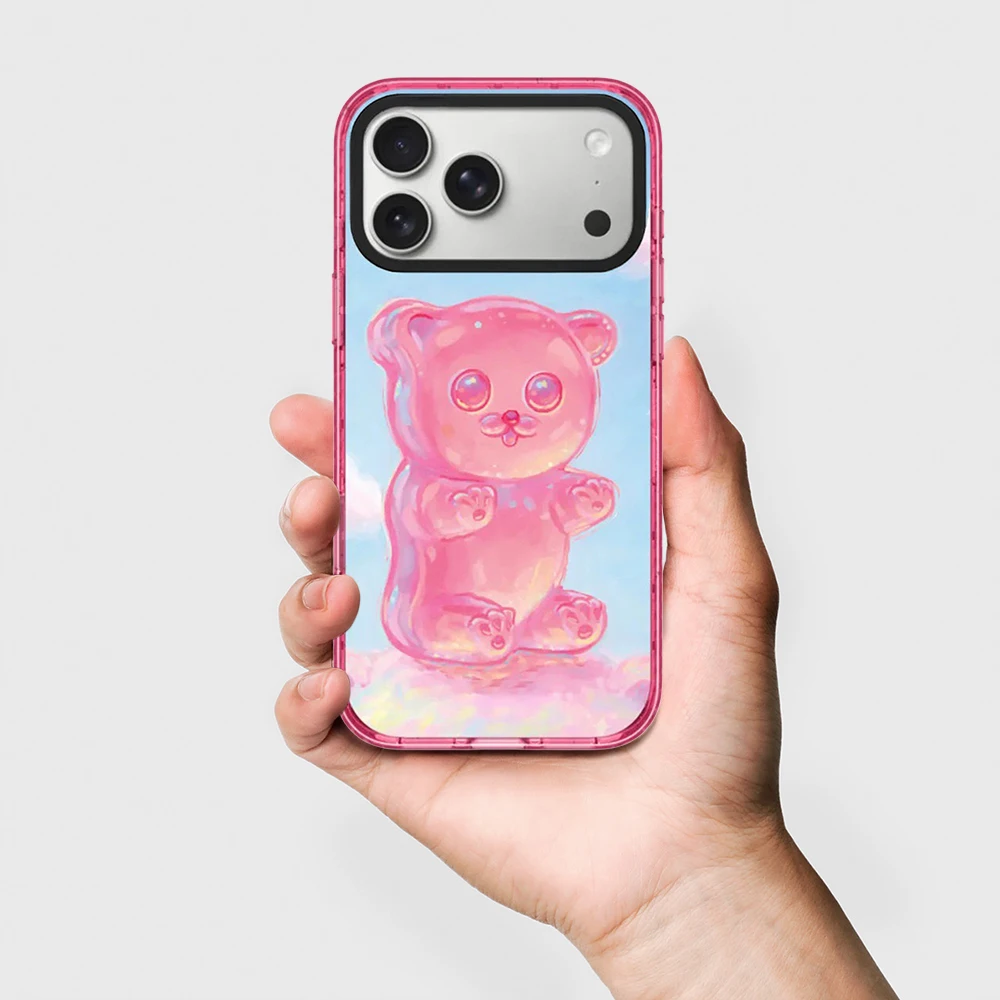 

Cute Pink Candy Bear Pink Border Magnetic Impact Phone Cover for IPhone 12 13 14 15 16 17 Pro Max Case for IPhone 17 Air