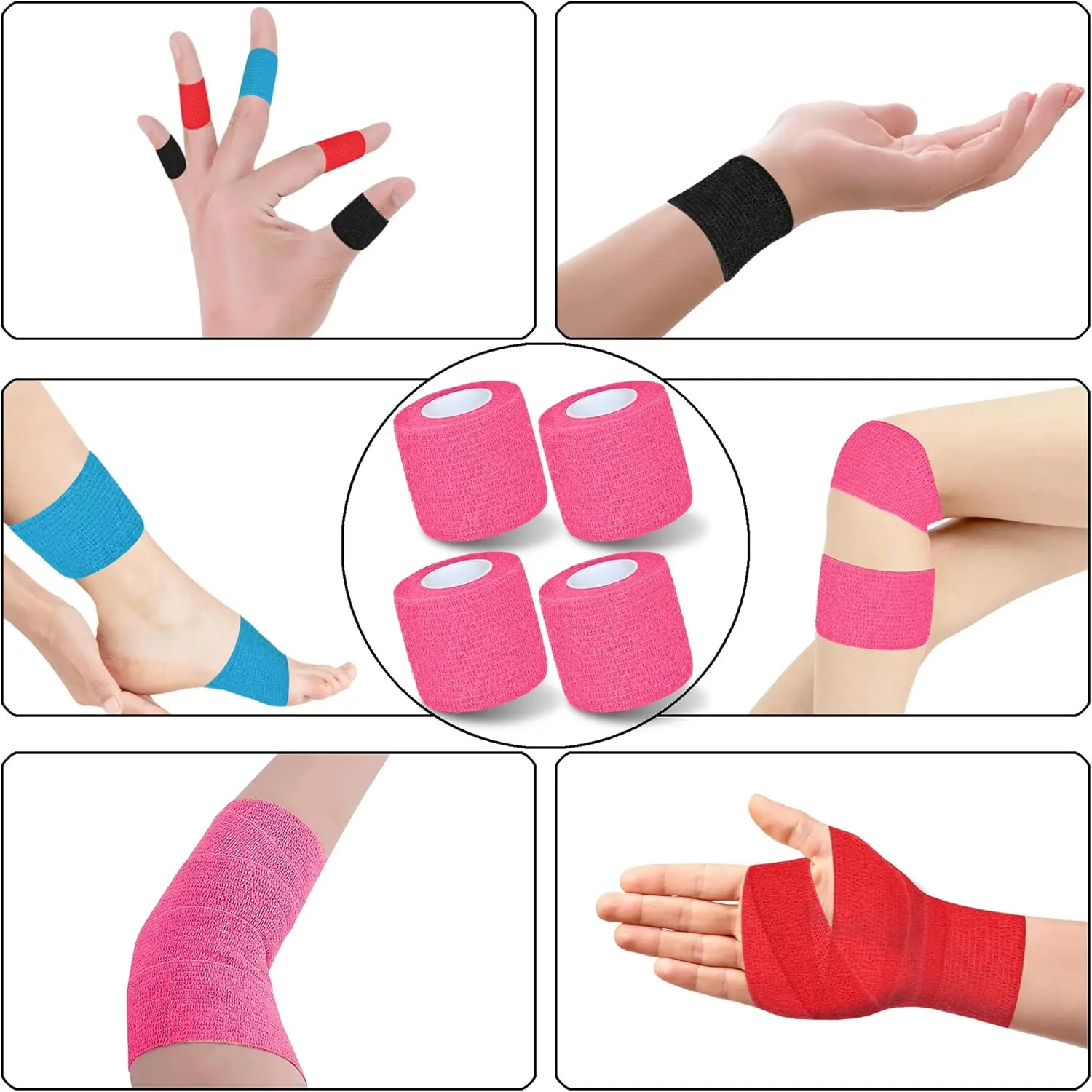 48/24/12/6/3 Pink Tattoo Grip Bandage Cover Wraps Tapes Nonwoven Waterproof Self Adhesive Finger Protection Tattoo Accessories