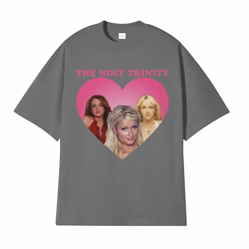 The Holy Trinity Britney Spears and Lindsay Lohan T-Shirt Men Women Clothing Fashion T-shirts Harajuku Retro 100% Cotton T Shirt