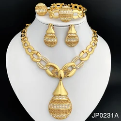 Elegant Dubai Women Jewelry Sets Luxury Design Necklaces Earrings Ring Bracelet Daily Wear Parties Vacations FD14538100
