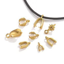 5pcs Stainless Steel Gold Plated Pendant Hook Bail Clip Melon Seeds Buckle Clasps for Jewelry Charm Pendant Connectors DIY Clasp