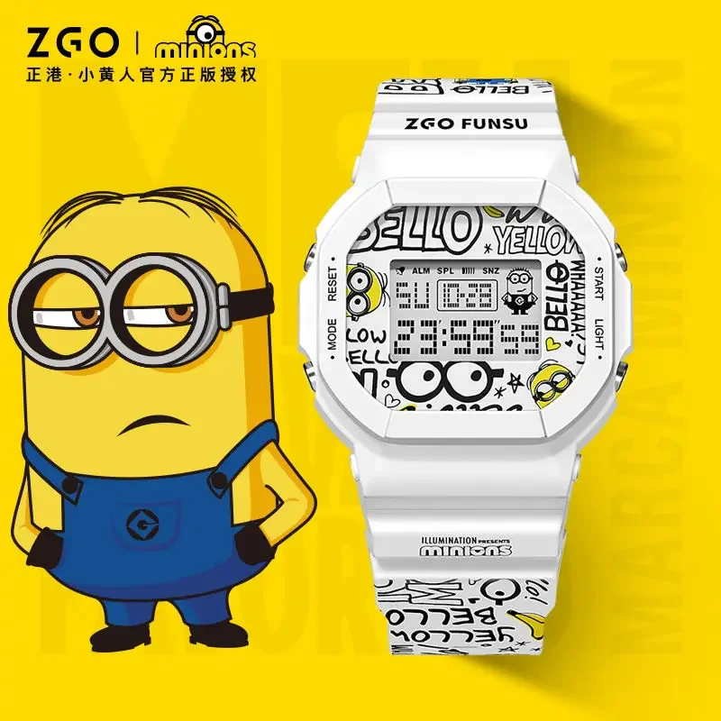 Zgo Minions Horloge Mannelijke Eenvoudige Sport Waterdichte Graffiti Elektronische Horloges Meisjes