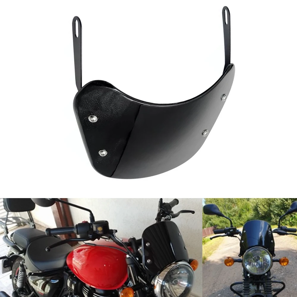 Universal Motorcycle  Windshield  Wind Deflector Windscreen Fairing 5inch-7inch Headlight Black For Harley Honda Yamaha Kawasaki