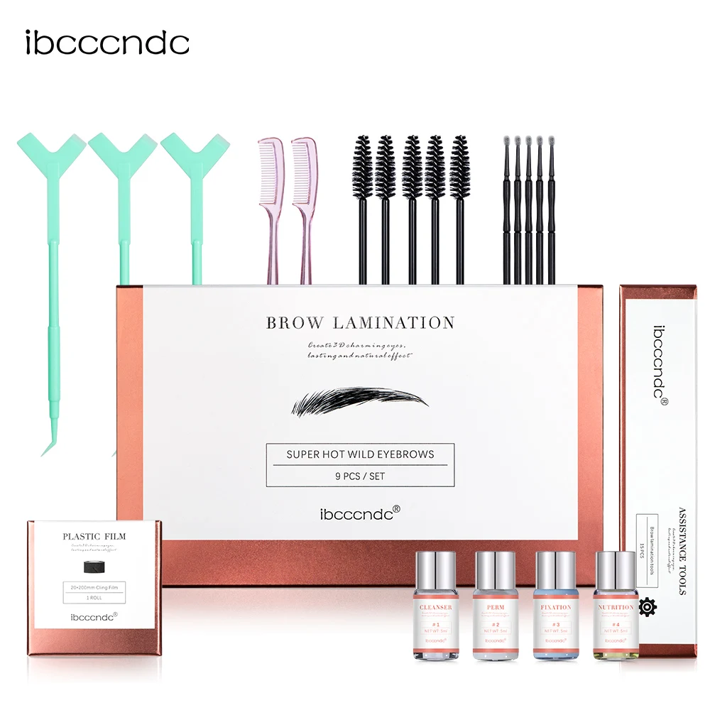 Kit de laminación de cejas Pro Brow Lift Perming con película adhesiva, loción permanente de queratina nutritiva para uso doméstico