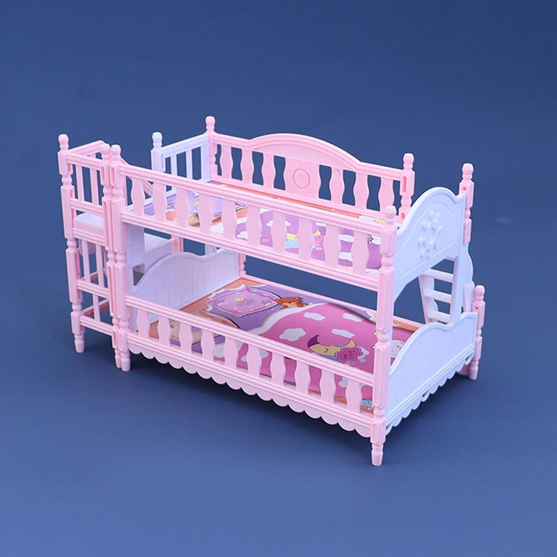 Bjd Puppe Kinder spielen Haus für Puppen zubehör Simulation europäische Möbel Prinzessin Doppelbett mit Treppe Schlafzimmer Dekor